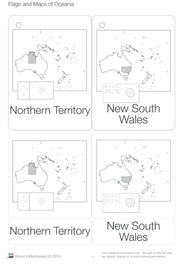 Flags and Maps of Australia Blackline Three Part Cards (Printed)