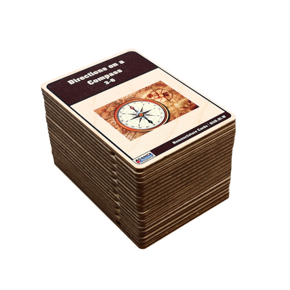 Directions on a Compass Wooden Three-part Cards