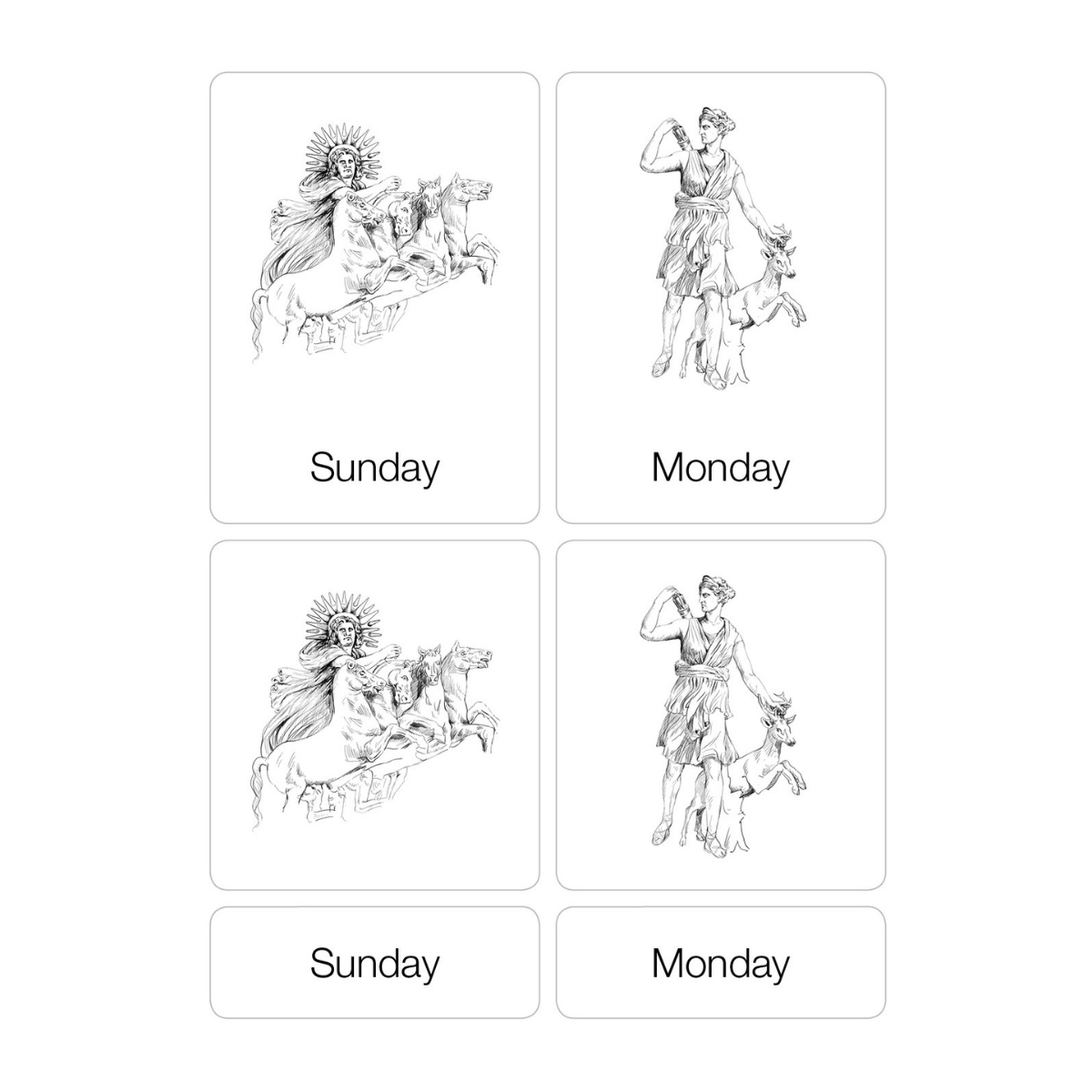 Days of the Week Nomenclature Cards (3-6) (Printed)