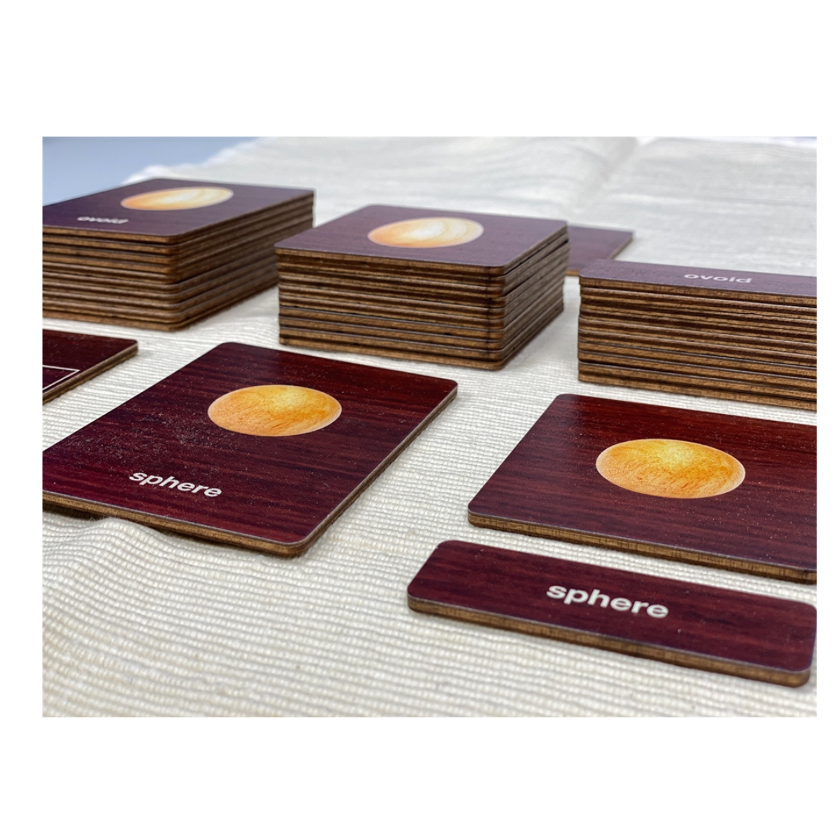 Natural Geometric Solids Wooden Nomenclature Cards (3-6)