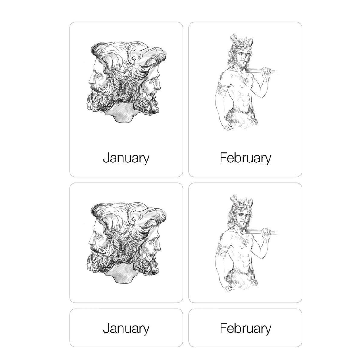 Months of the Year Nomenclature Cards (3-6) (Printed)