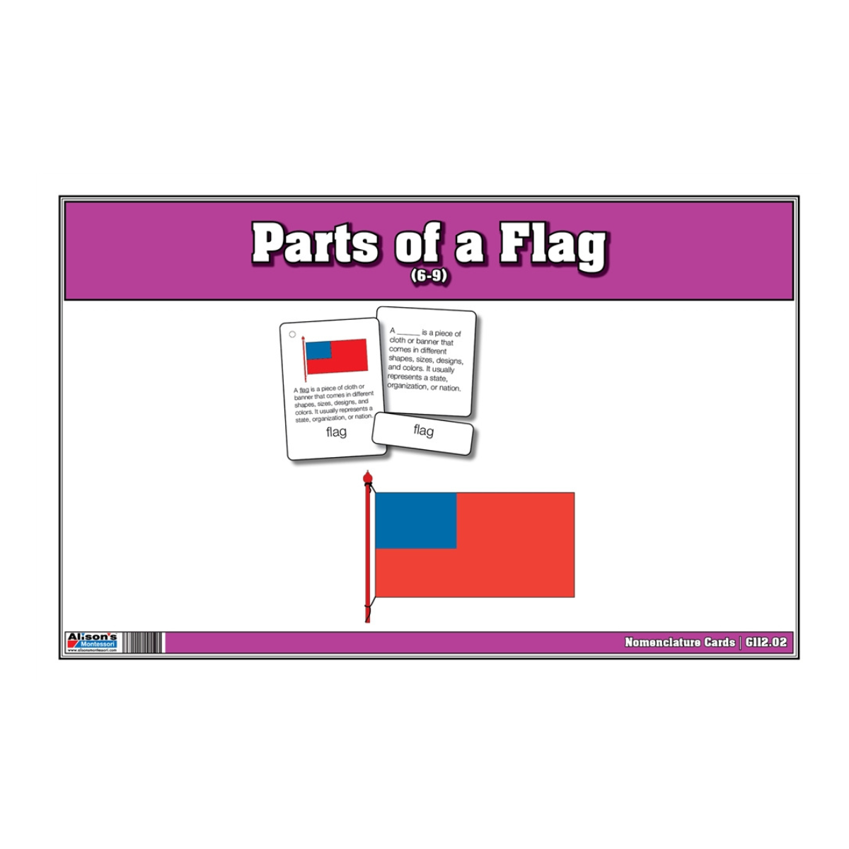 Parts of a Flag Puzzle with Nomenclature Cards (6-9) (Printed)