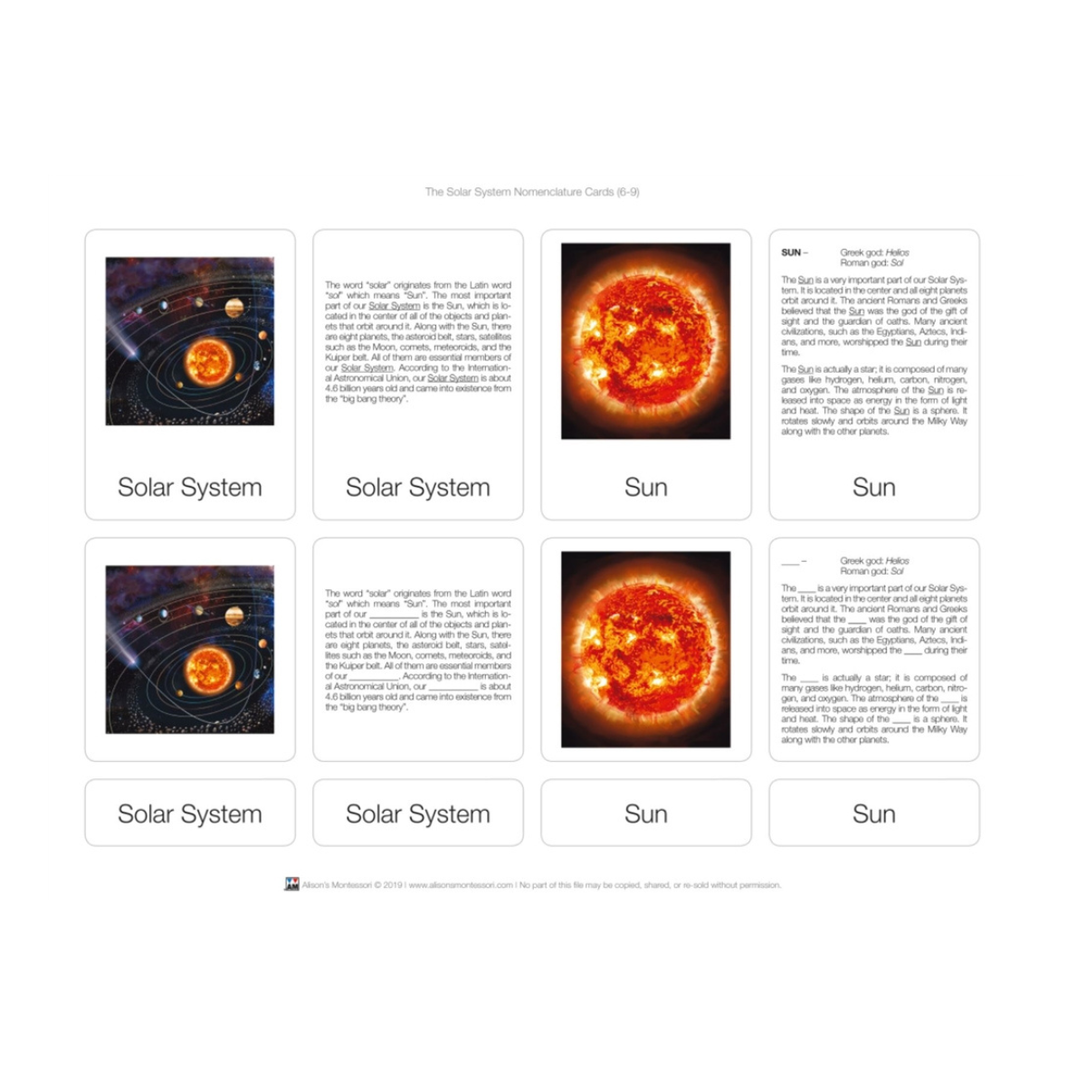 The Solar System Puzzle with Nomenclature Cards (6-9)
