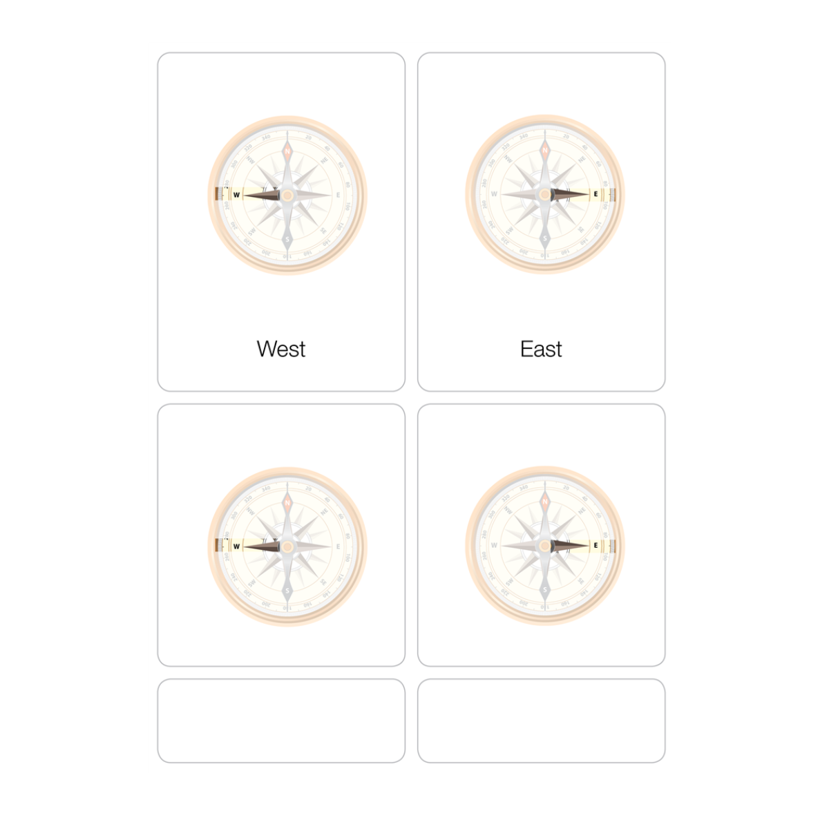 Directions on a Compass Puzzle with Nomenclature Cards (3-6)