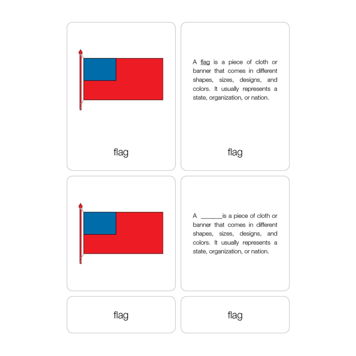 Parts of a Flag Puzzle with Nomenclature Cards (6-9) (Printed)