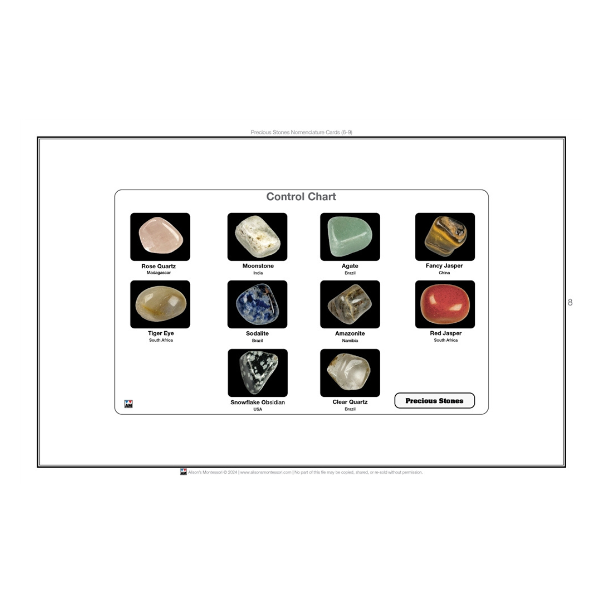 Precious Stones Puzzle with Nomenclature Cards (6-9) (Printed)