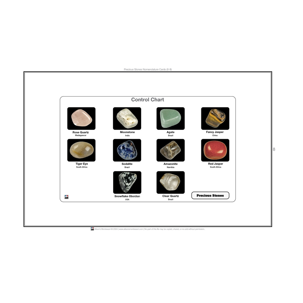 Precious Stones Puzzle with Nomenclature Cards (3-6) (Printed)