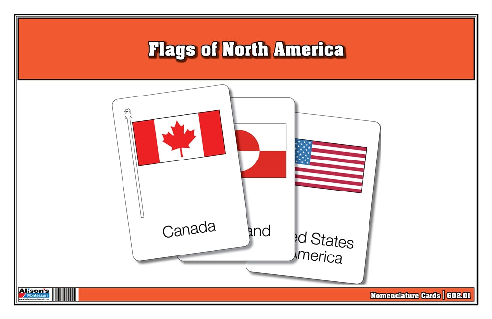 Flags of North America Three Part Cards (Printed)
