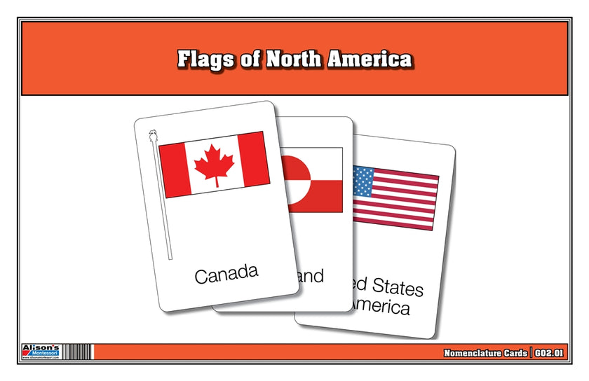 Flags of North America Three Part Cards (Printed)