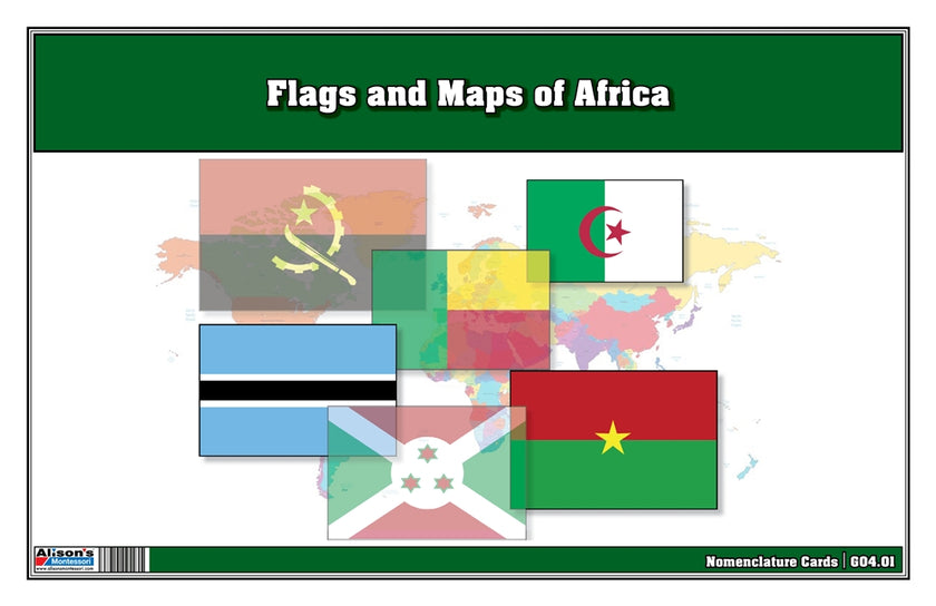 Flags and Maps of Africa Three Part Cards (Printed)