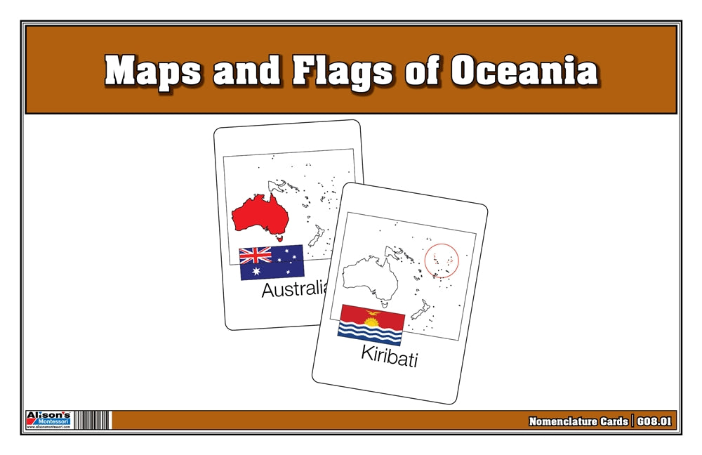 Flags and Maps of Australia Three Part Cards (Printed)
