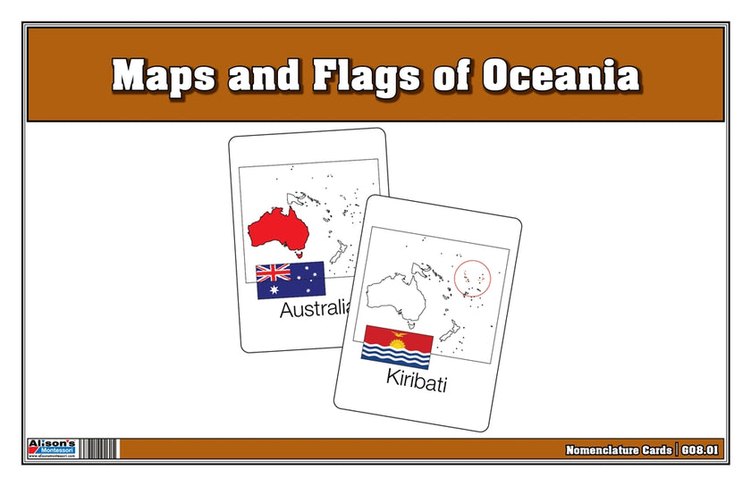 Flags and Maps of Australia Three Part Cards (Printed)