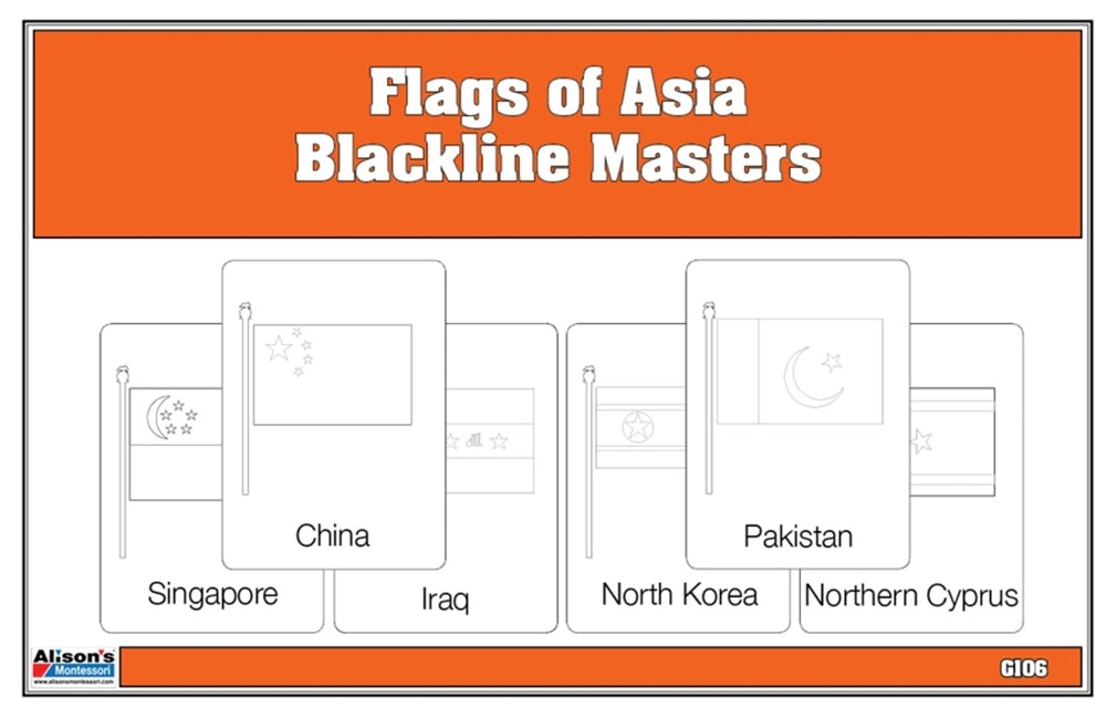 Flags of Asia Blackline Masters Three Part Cards
