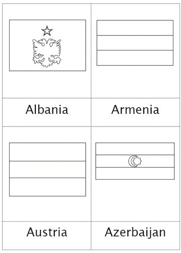 Flags of Europe Blackline Masters Three Part Cards (Printed)