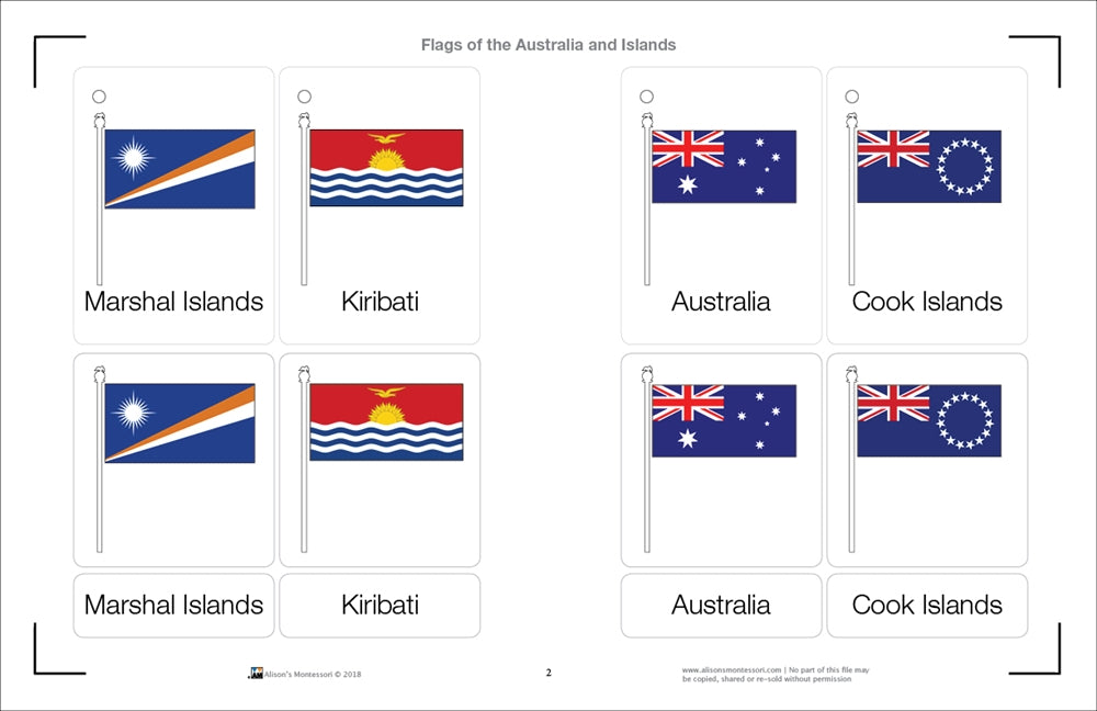 Flags of Australia Three Part Cards (Printed)