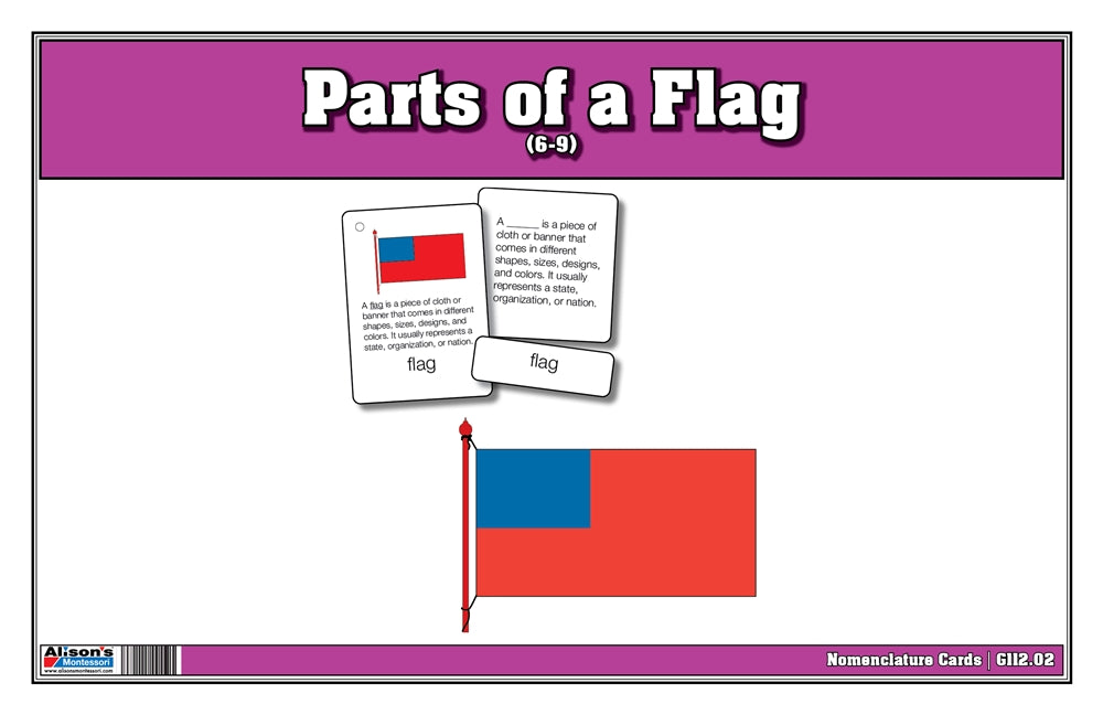 Parts of a Flag Puzzle with Nomenclature Cards (6-9) (Printed)