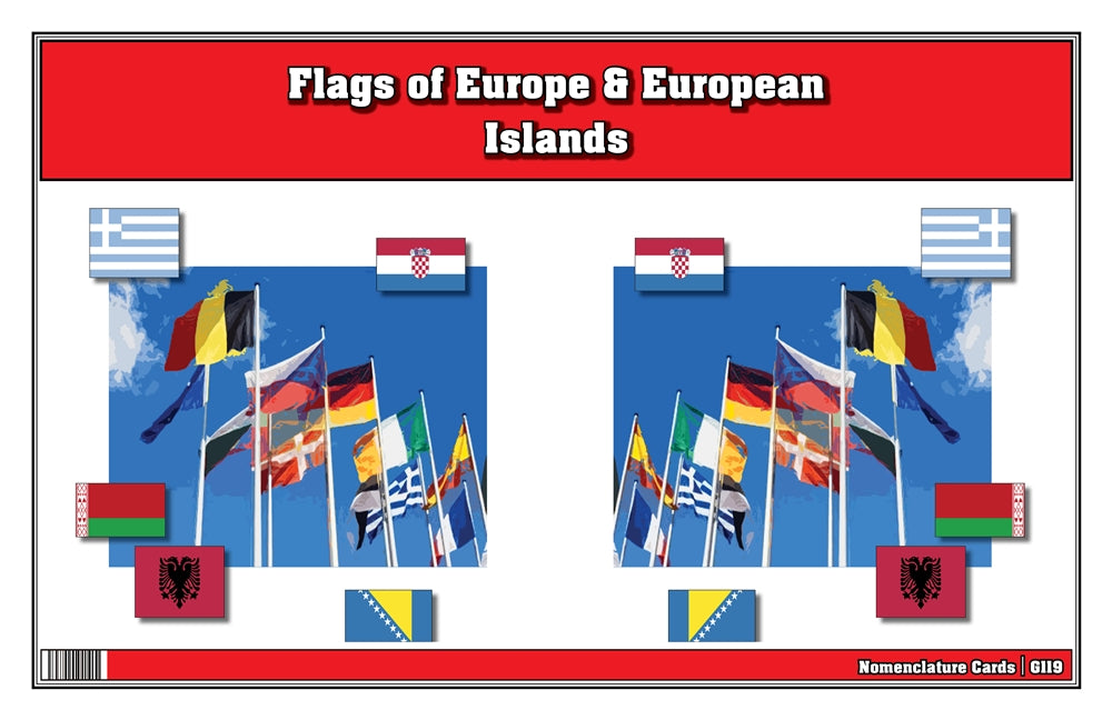 Flags of Europe Three Part Cards (Printed)