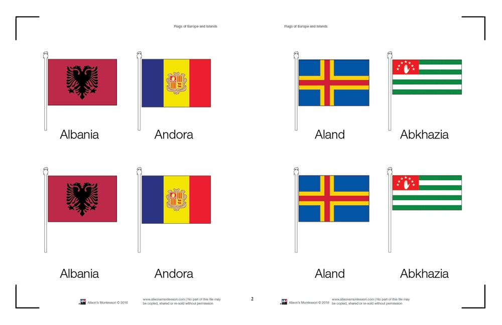 Flags of Europe Three Part Cards (Printed)