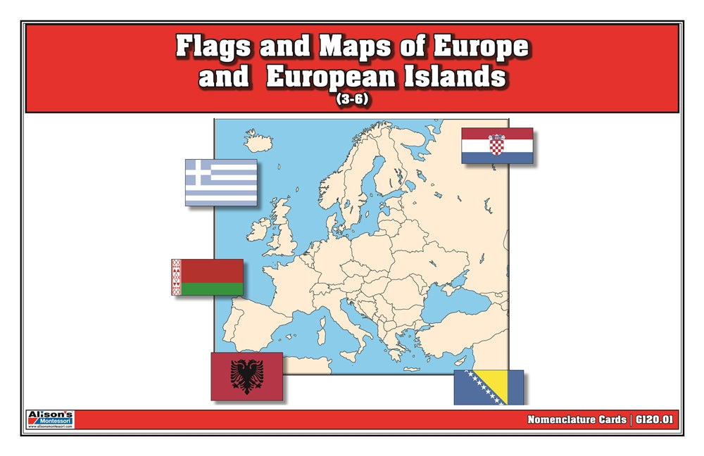 Flags and Maps of Europe & European Islands - Nomenclature Cards (3-6)
