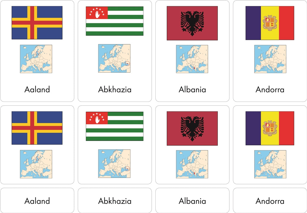 Flags and Maps of Europe & European Islands - Nomenclature Cards (3-6)