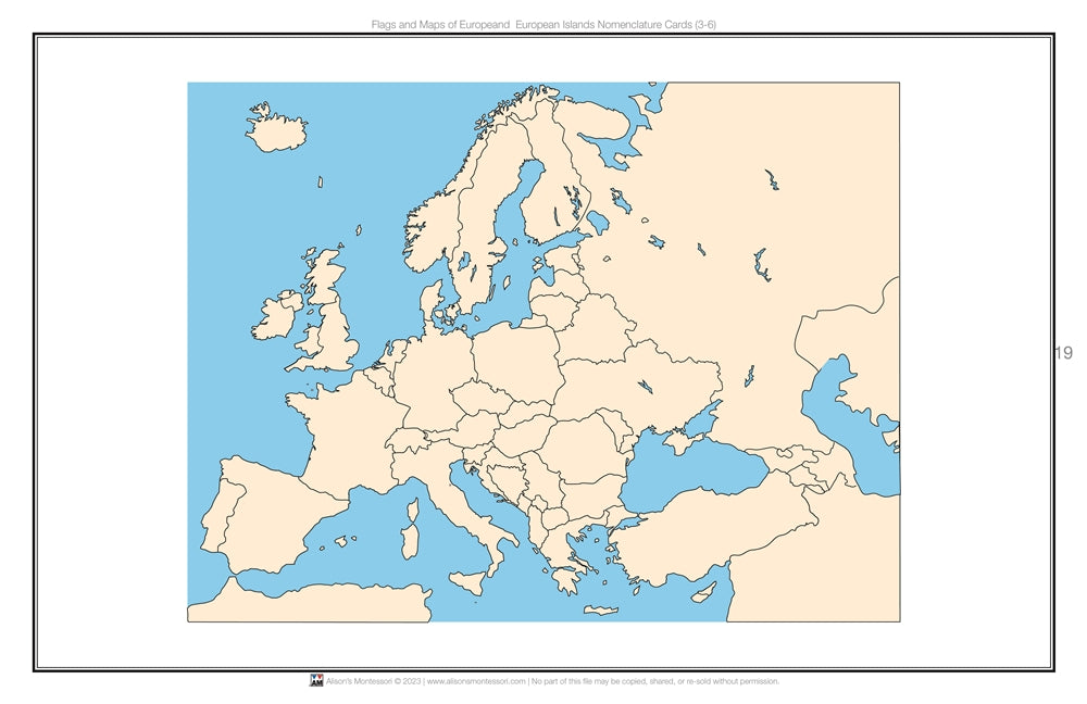 Flags and Maps of Europe & European Islands - Nomenclature Cards (3-6)