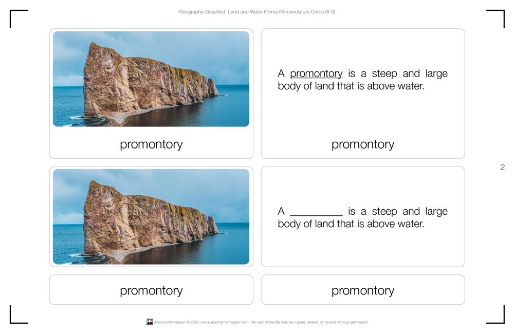 Geography Classified: Land and Water Forms Nomenclature Cards (Printed)