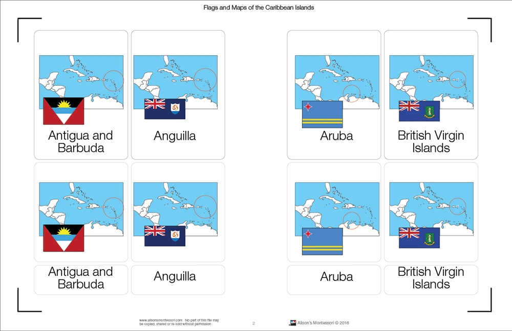 Flags and Maps of Caribbean Islands (Printed)