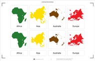 Continent Nomenclature Cards