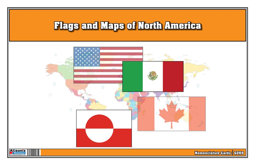 Flags and Maps of North America Three Part Cards (Printed)