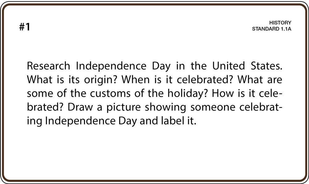 Social Studies Grade 1 Task Cards