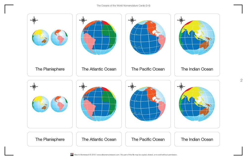 The Oceans of the World (Nomenclature Cards) (3-6)
