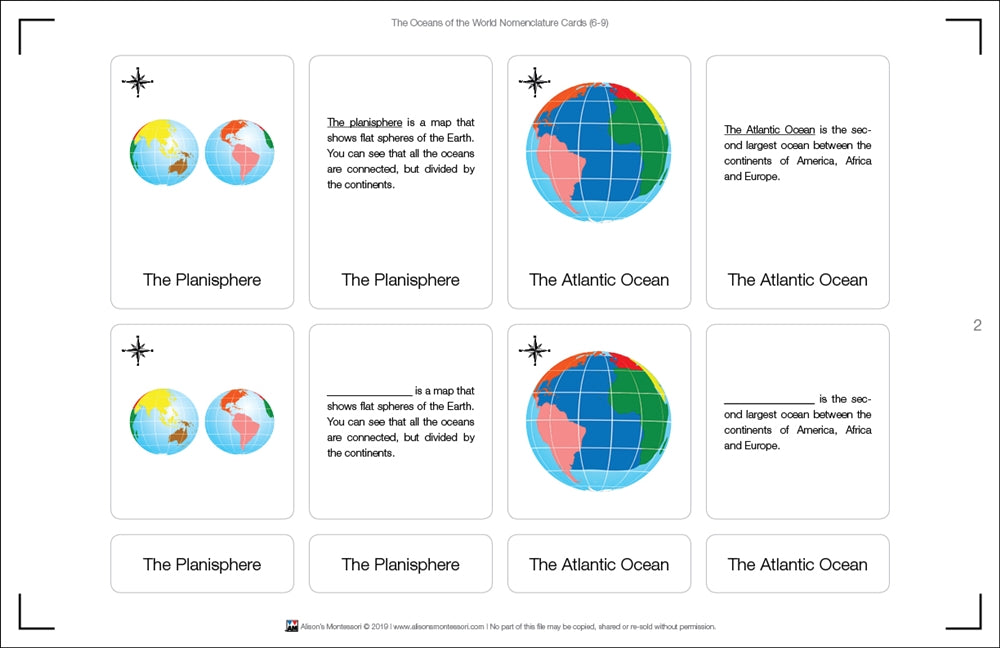 The Oceans of the World (Nomenclature Cards) (6-9)