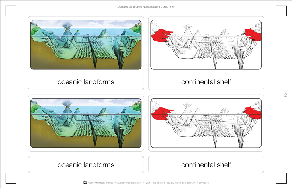 Oceanic Landforms Nomenclature Cards (3-6)