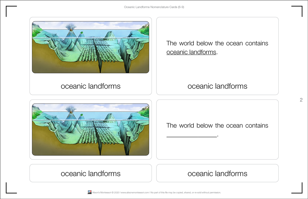 Oceanic Landforms Nomenclature Cards (6-9)