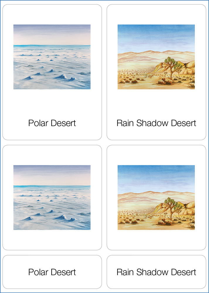 Types of Deserts Nomenclature Cards (3-6) (Printed)
