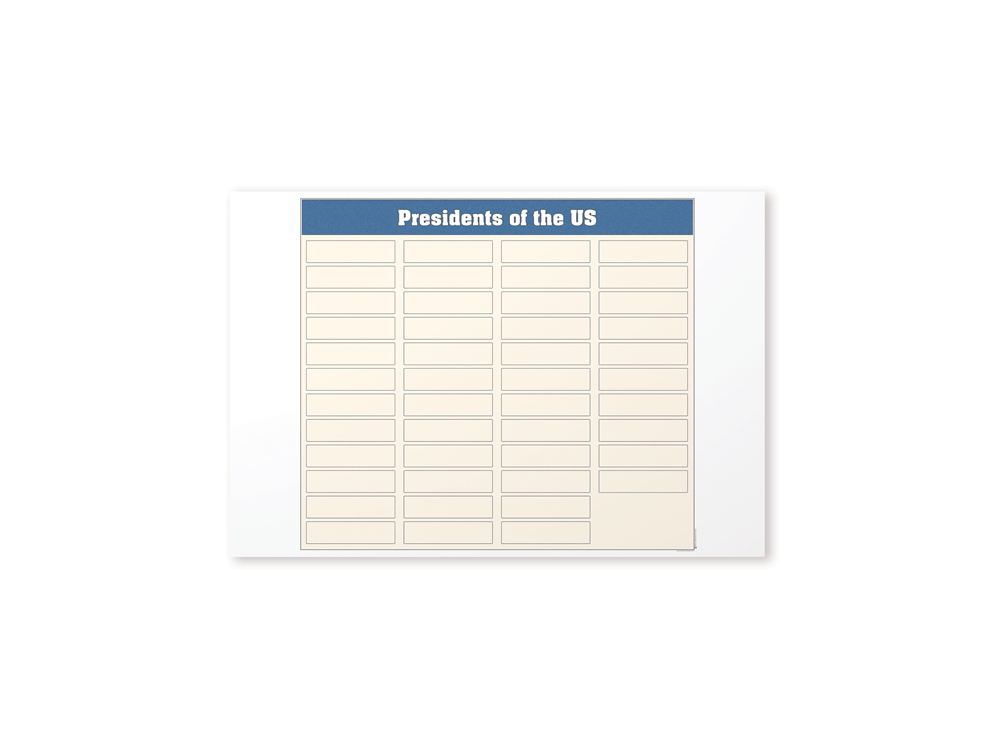 Presidents of the United States Charts with Cards