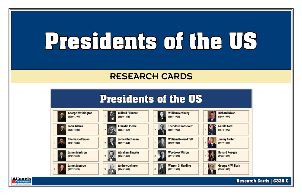 Presidents of the United States Charts with Cards