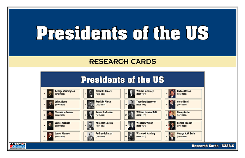 Presidents of the United States Charts with Cards