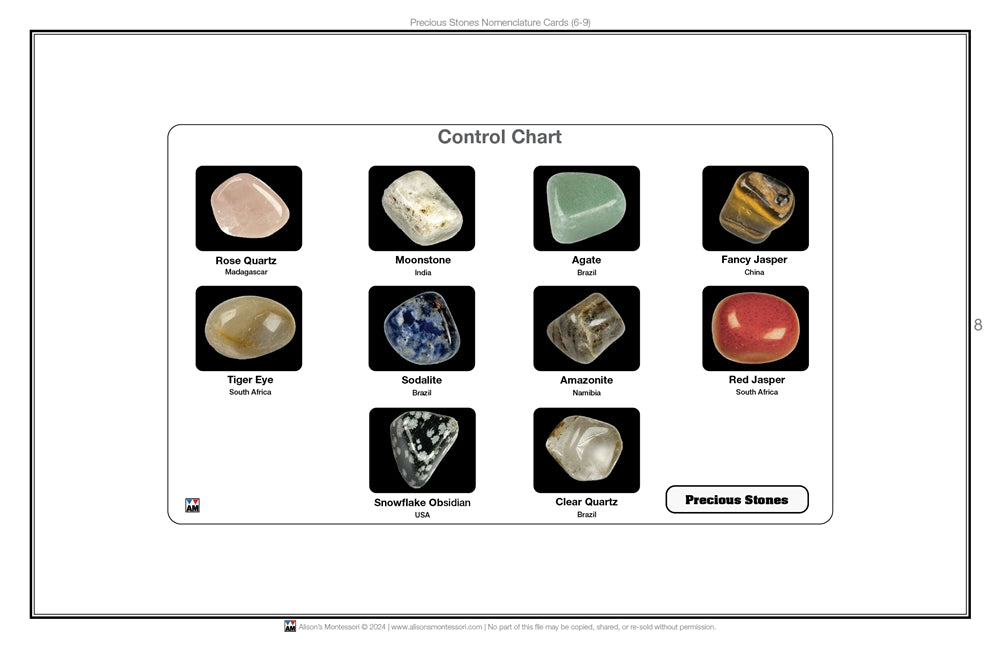 Precious Stones Nomenclature Cards (6-9) (Printed)