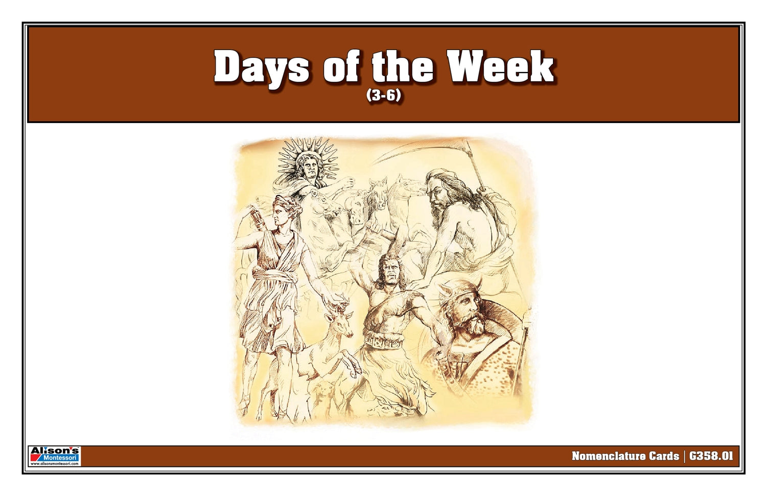 Days of the Week Nomenclature Cards (3-6) (Printed)
