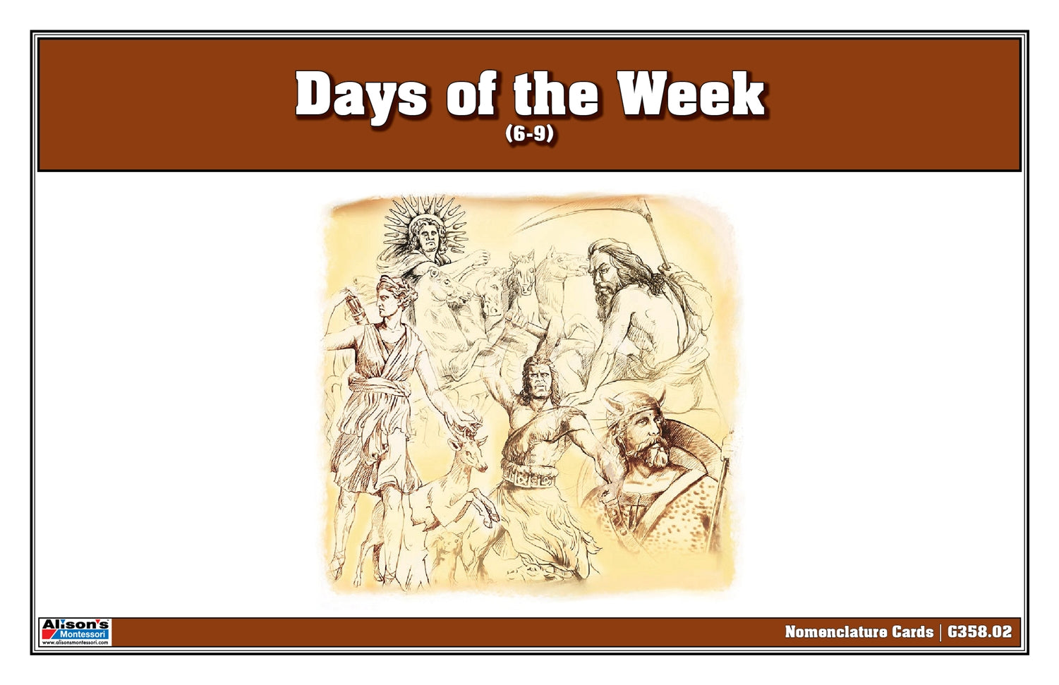 Days of the Week Nomenclature Cards (6-9) (Printed)