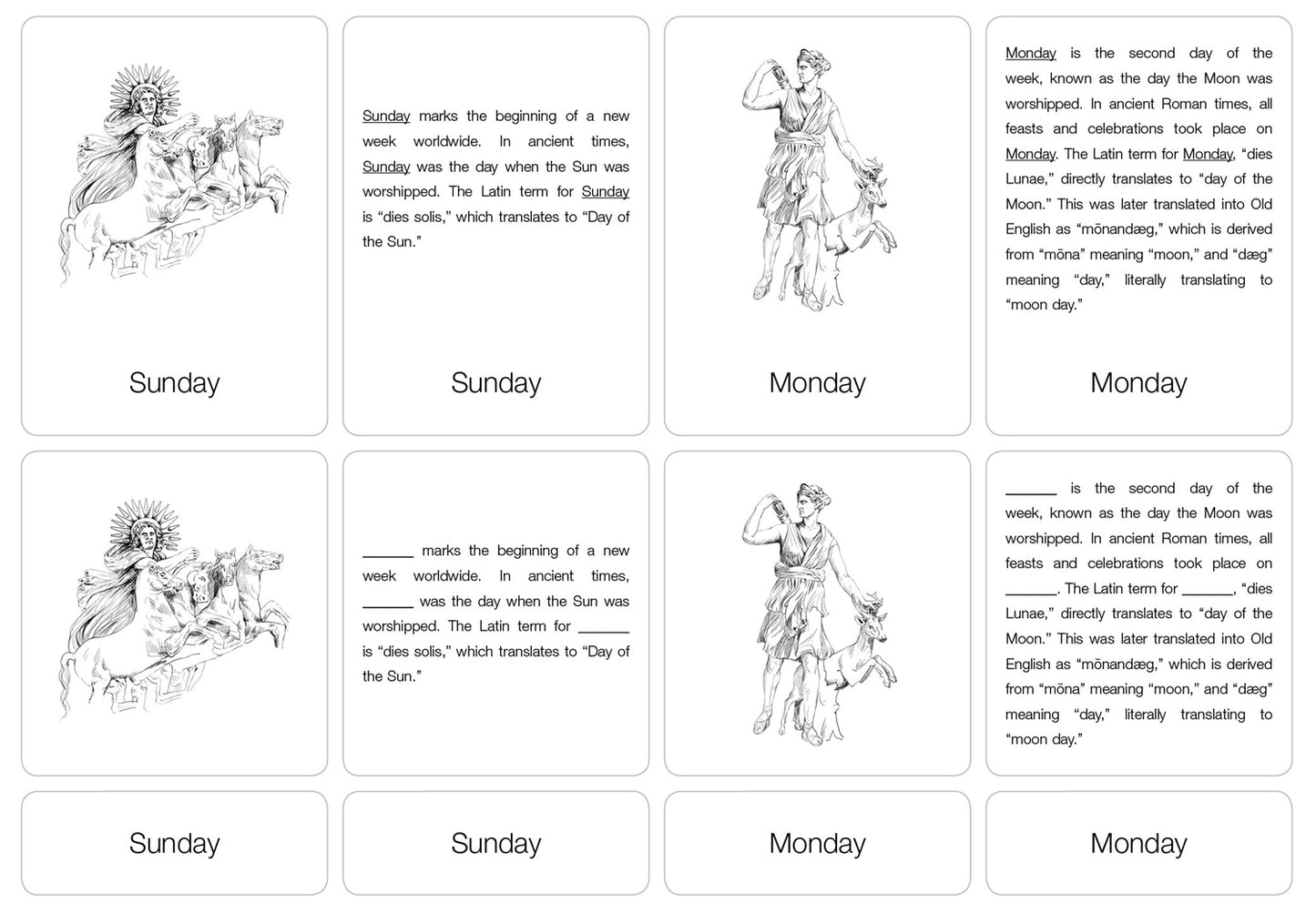Days of the Week Nomenclature Cards (6-9) (Printed)