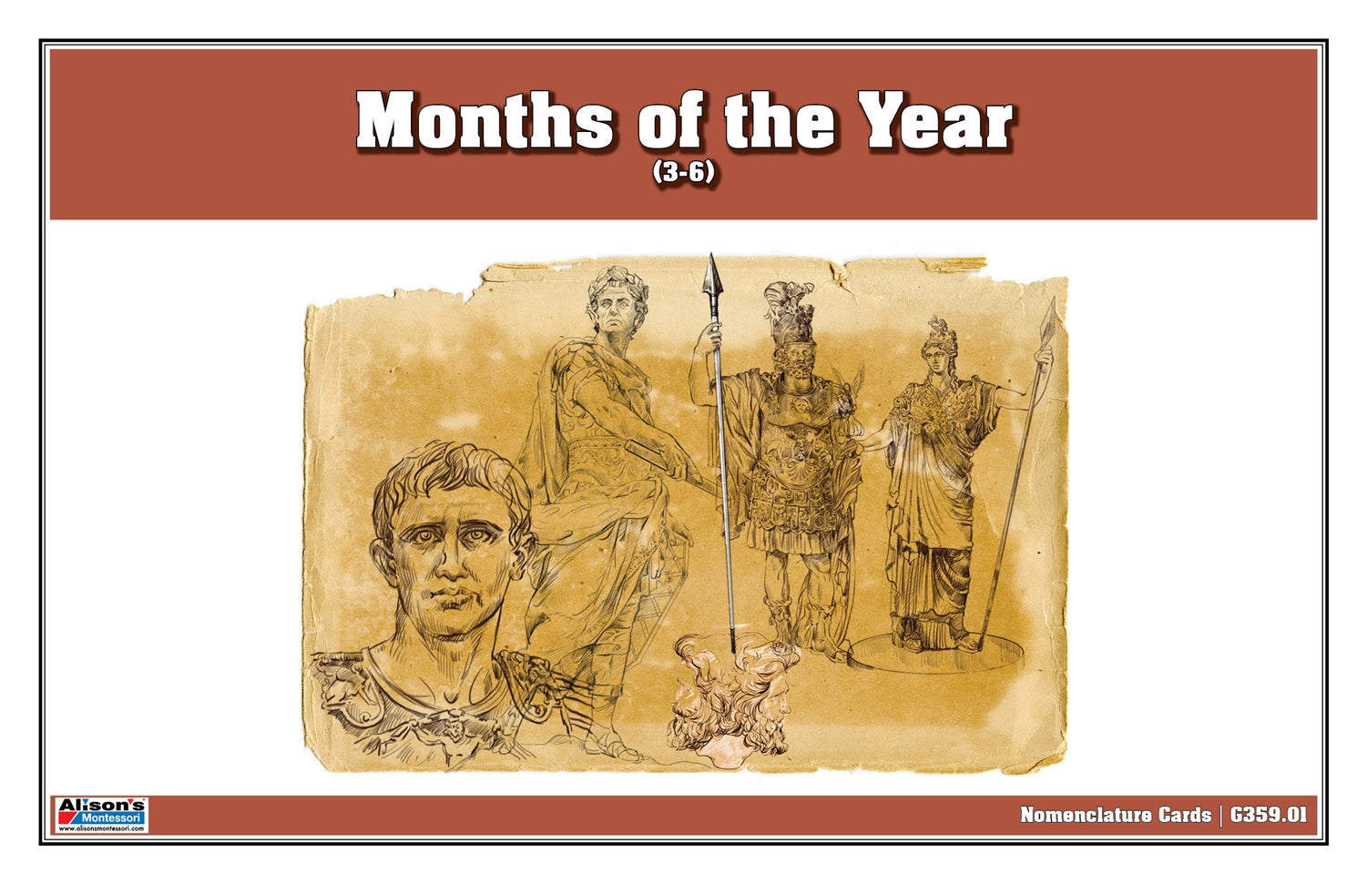 Months of the Year Nomenclature Cards (3-6) (Printed)