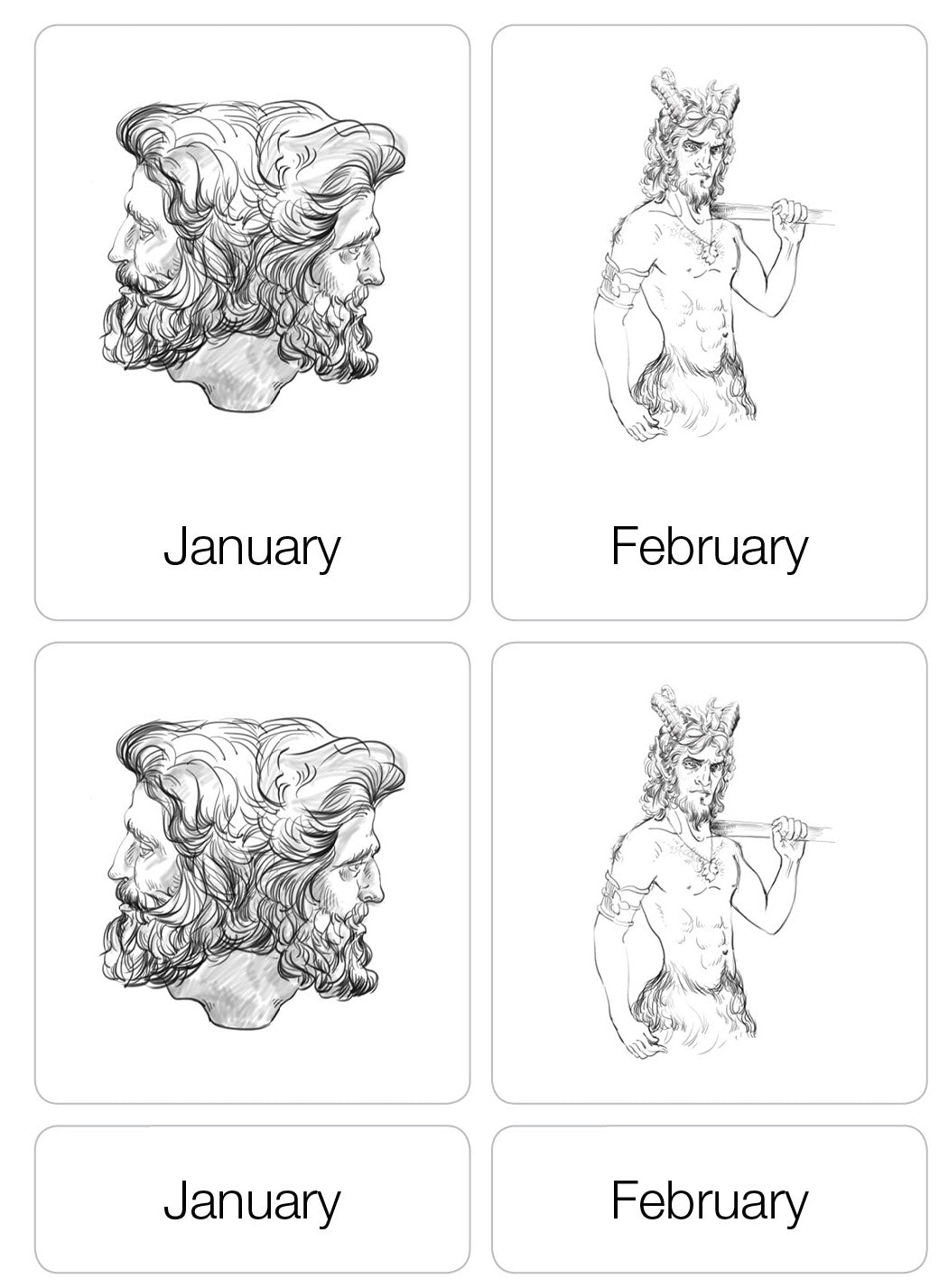 Months of the Year Nomenclature Cards (3-6) (Printed)