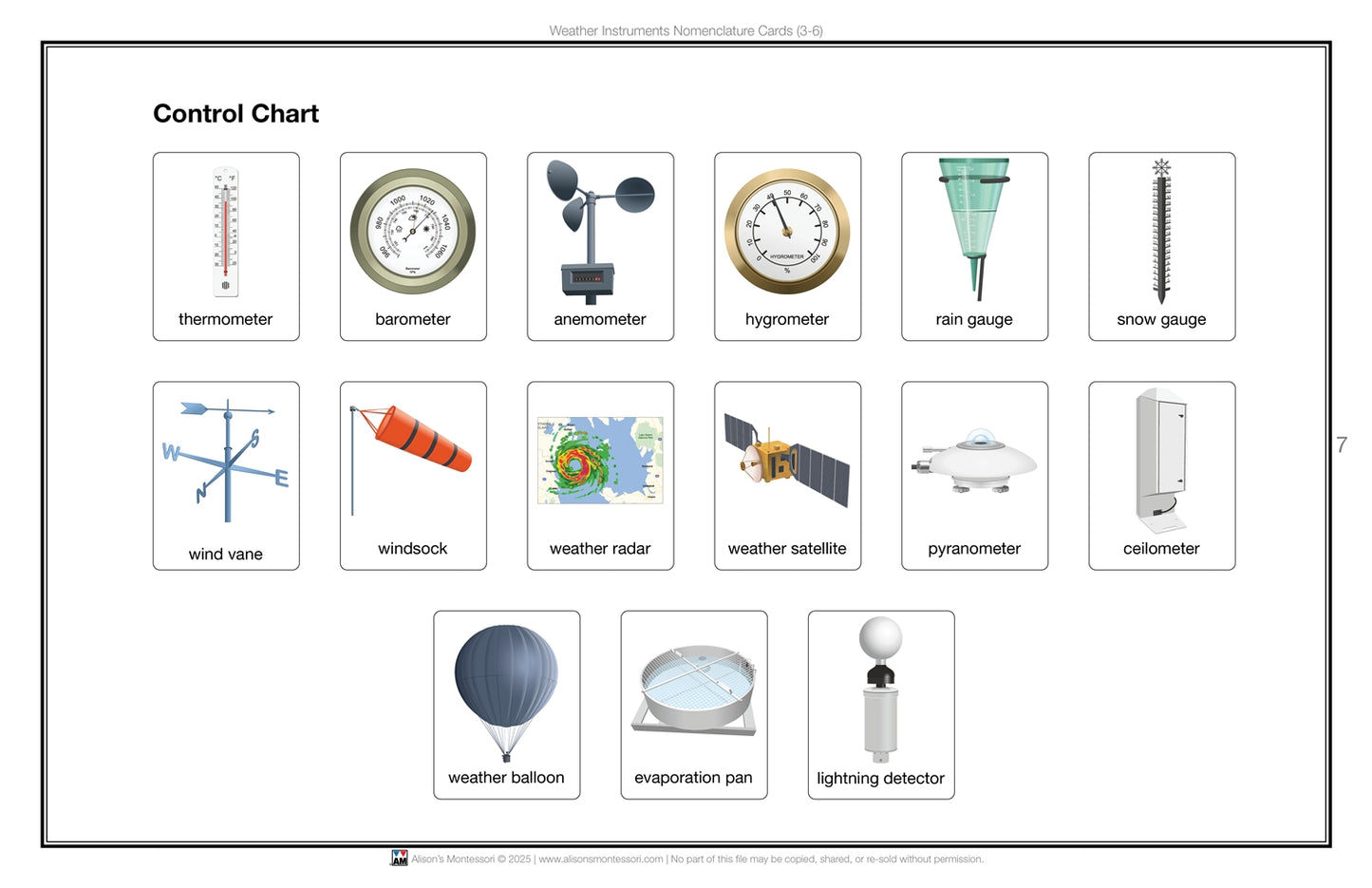 Weather Instruments Nomenclature Cards (3-6) (Printed)