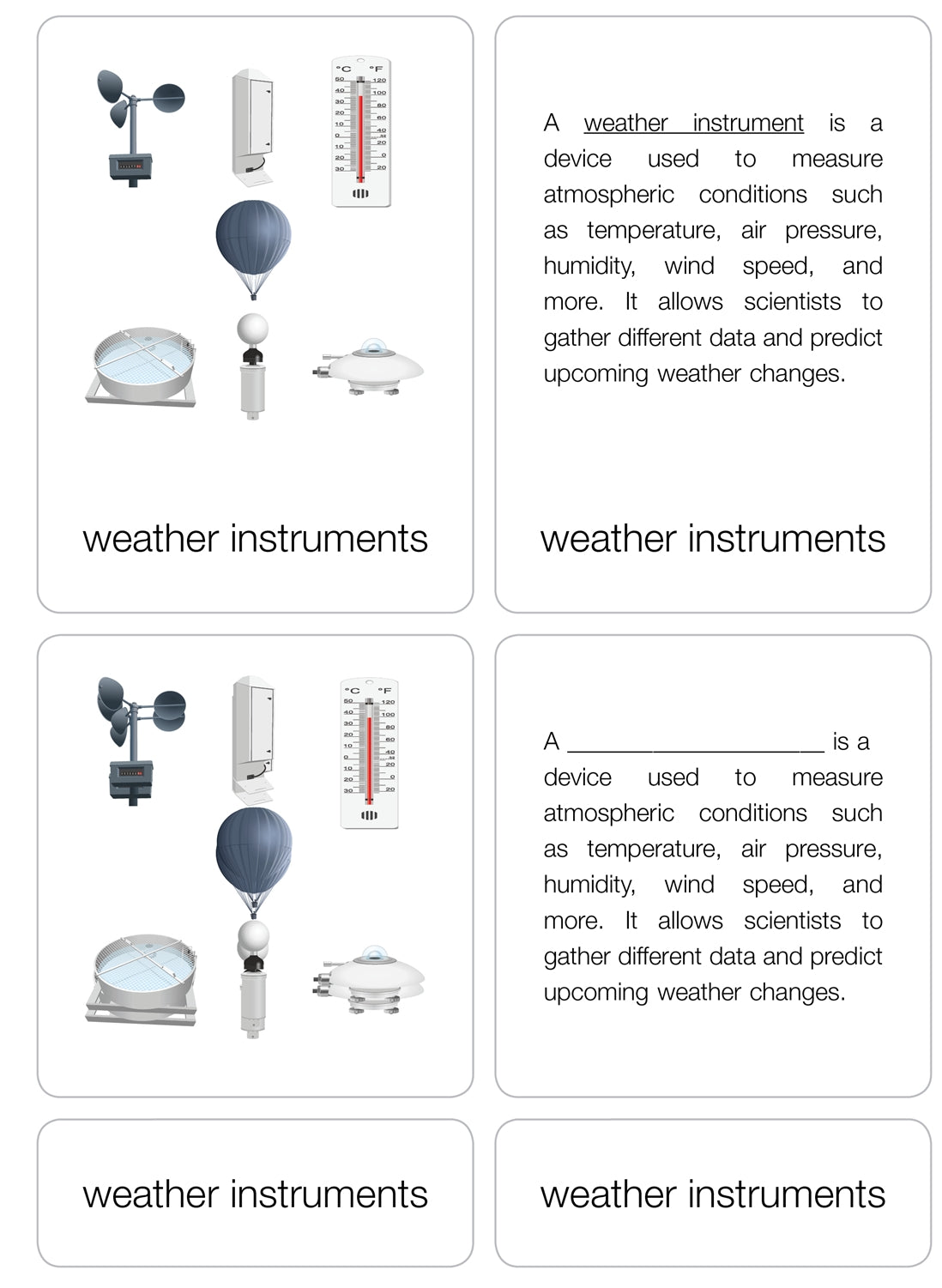 Weather Instruments Nomenclature Cards (6-9) (Printed)
