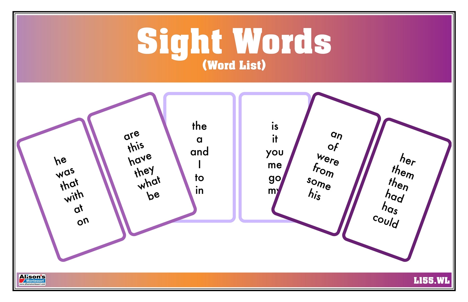 Sight Words: Word List (Printed)