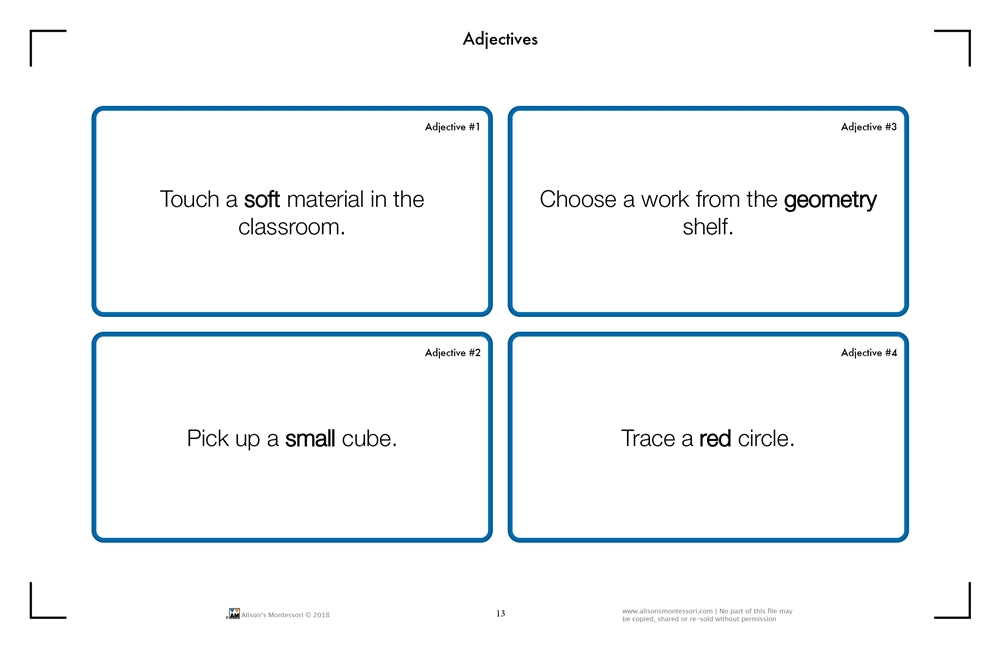 Grammar Command Cards (Printed)