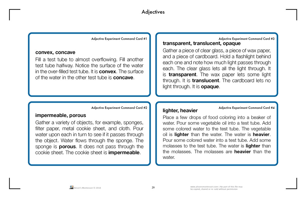 Grammar Command Cards (Printed)