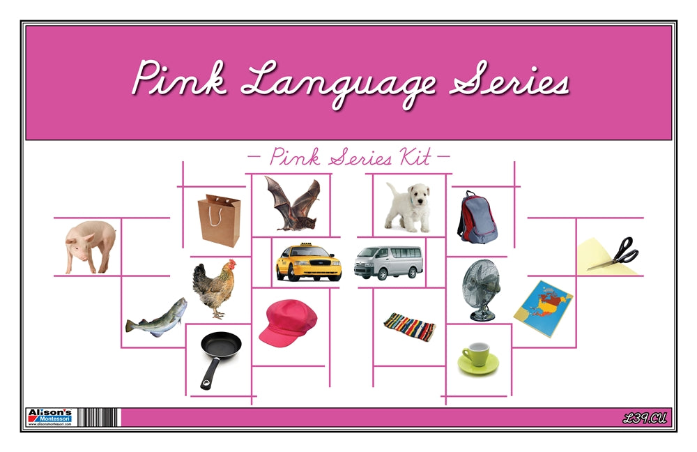 Montessori Pink Language Series (Cursive Font)